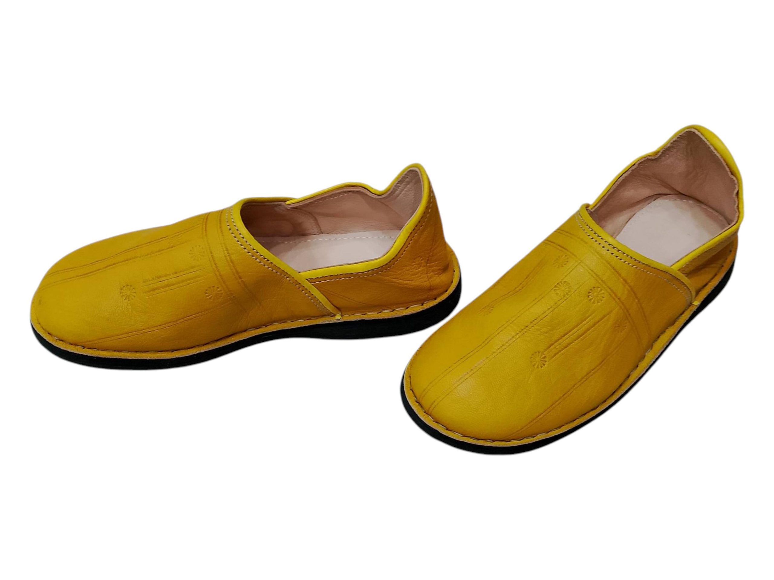 Blue Moroccan Leather Babouche Unisex Handmade Traditional Shoes Blue Moroccan Leather Babouche Unisex Handmade Traditional Shoes